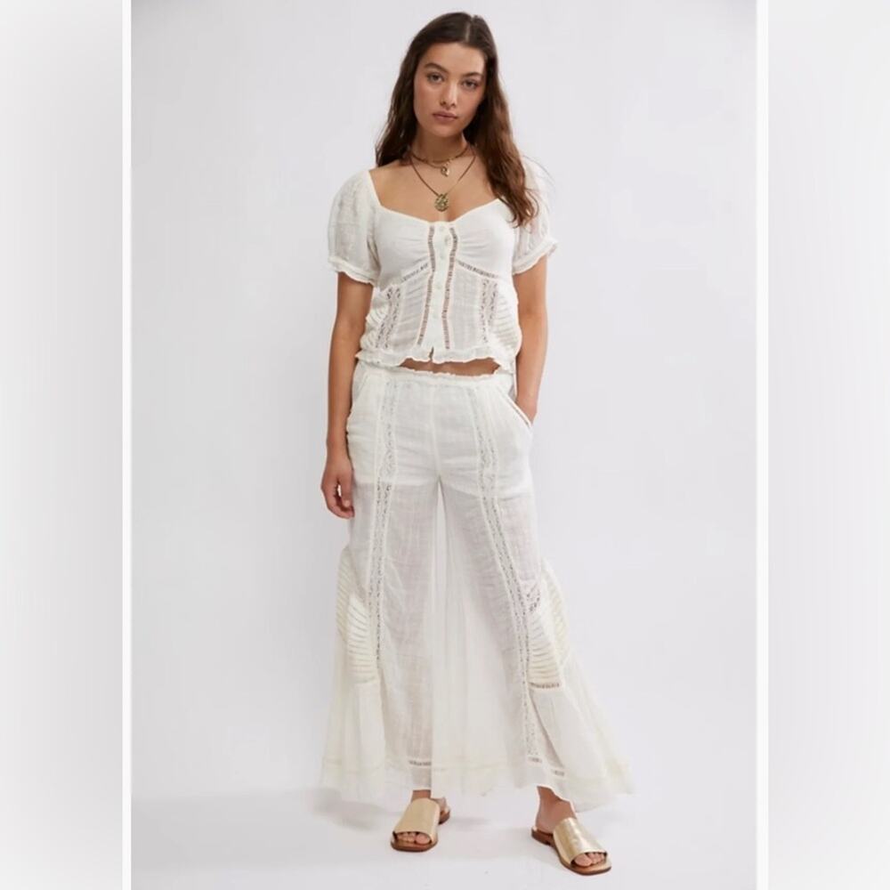 Free People Bali Alana Top & Pant Set in White  XS - Picture 3 of 14